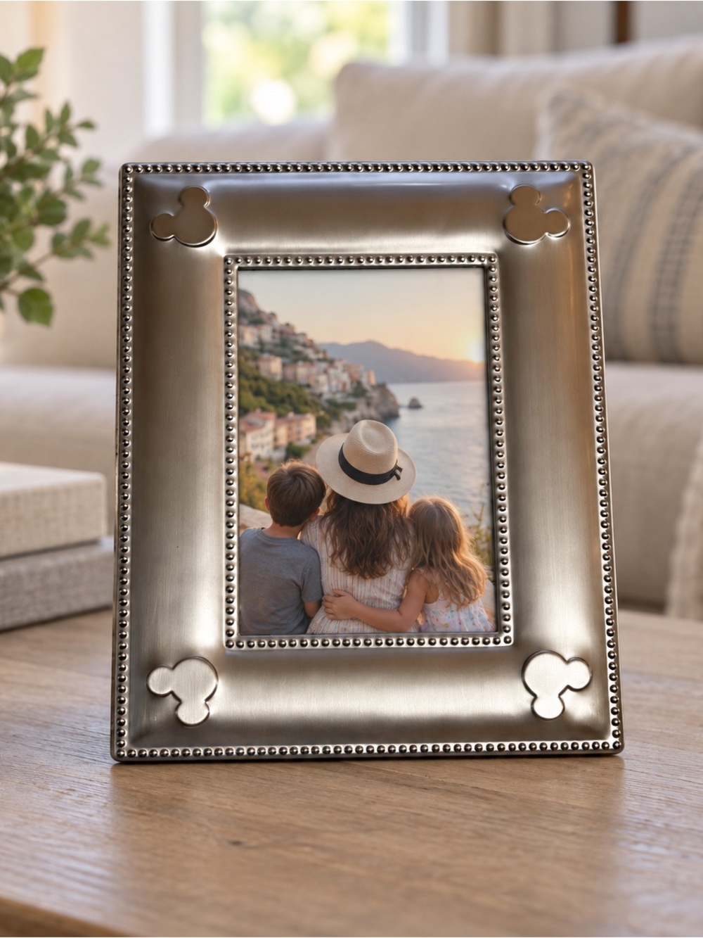 Disney Silver Beaded Mickey Accent Photo Frame